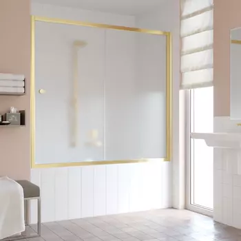 Шторка на ванну Vegas Glass ZV 0160 09 10 профиль золото, стекло сатин