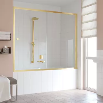 Шторка на ванну Vegas Glass ZV 0180 09 01 профиль золото, стекло прозрачное