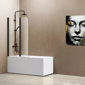 Шторка на ванну Vincea VSB-12114CLB 114х140 стекло прозрачное, профиль черный