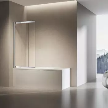 Шторка на ванну Vincea VSB-6E900CL-L 90x140 см, профиль хром, стекло прозрачное