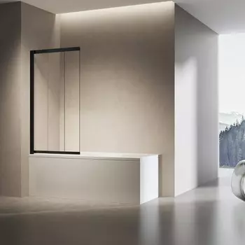Шторка на ванну Vincea VSB-6E900CLB-L 90x140 см, профиль черный, стекло прозрачное