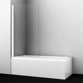 Шторка на ванну WasserKRAFT Berkel 48P01-80WHITE одностворчатая, стекло прозрачное, профиль белый