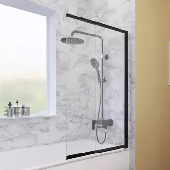 Шторка на ванну WasserKRAFT Dill 61S02 100х140 с покрытием WasserSchutz, стекло прозрачное, профиль черный