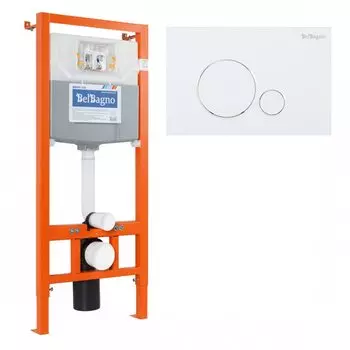 Инсталляция для унитазов BelBagno BB001-120/BB014-SR-BIANCO с кнопкой смыва белый