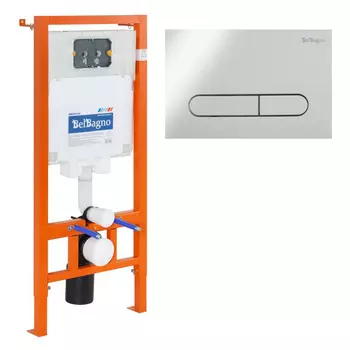 Инсталляция для унитазов BelBagno BB002-80/BB005-PR-CHROME с кнопкой смыва Prospero