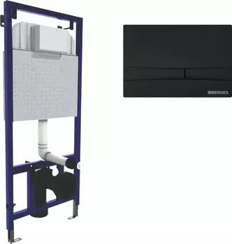 Инсталляция для унитазов Berges Wasserhaus Novum 040255 с кнопкой смыва F5 черная Soft Touch