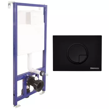 Инсталляция для унитазов Berges Wasserhaus Novum 040225 с кнопкой смыва R5 черная Soft Touch