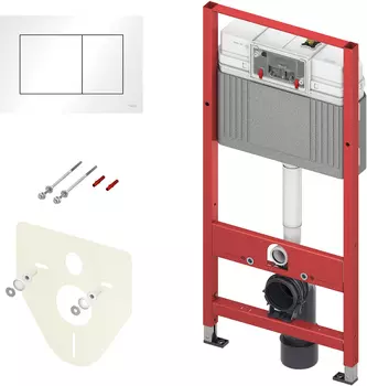 Инсталляция TECE Base 9400413 для подвесного унитаза с белой кнопкой смыва
