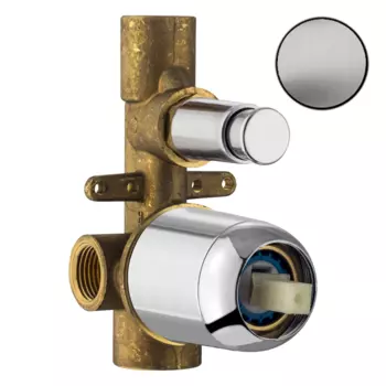 Скрытая часть смесителя для душа Plumberia Selection INT0036CS на 2 потребителя, с кнопочным девиатором, брашированый хром