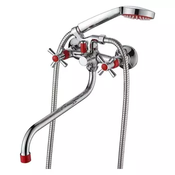 Смеситель Ammore A4782-4 для ванны с душем красный / хром