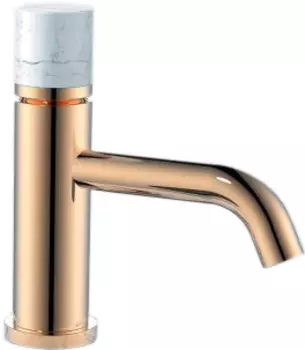 Смеситель Boheme Stick 121-G-MR-W для раковины, золото/белый мрамор