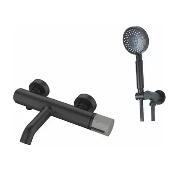 Смеситель Bronze de Luxe Focus 24603BG для ванны с душем, черный/серый гранит