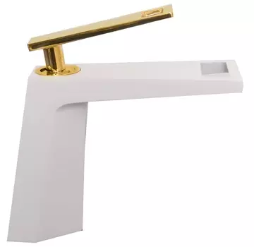 Смеситель Bronze de Luxe Quadro A919W для раковины, белый/золото