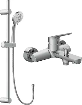 Смеситель Cersanit Flavis 63035 для ванны с душем + душевой гарнитур Cersanit Vibe 63067