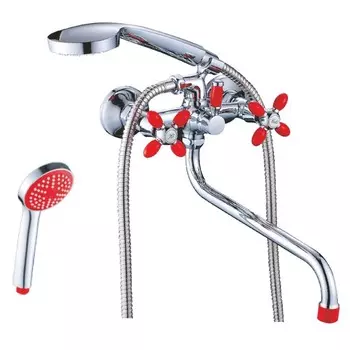 Смеситель Cron CN22127-6 для ванны с душем хром/красный