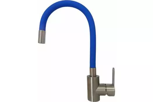 Смеситель для кухни Oute T40193B-3 с синим гибким съемным изливом, матовый хром