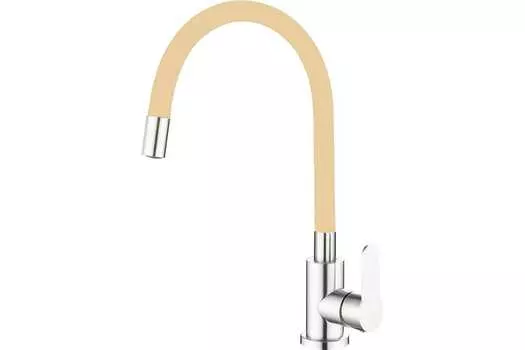 Смеситель для кухни Oute T40193B-6 с синим гибким съемным изливом, бежевый