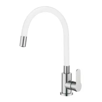 Смеситель для кухни Oute T40193B с гибким изливом, белый