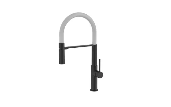 Смеситель для кухни Oute T60133B с гибким изливом, черный/белый