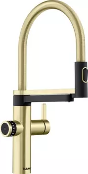 Смеситель для кухонной мойки Blanco Evol-S Pro Filter с краном для питьевой воды, золото сатин 527430