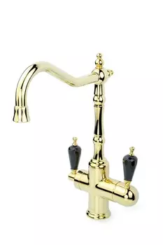 Смеситель для кухонной мойки Boheme Kitchen 112-BSW tradizionnale oro с черным кристаллом Swarovski