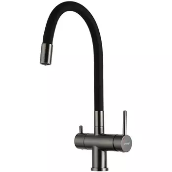 Смеситель для кухонной мойки Gappo G4398-39 с гибким изливом, оружейная сталь/черный