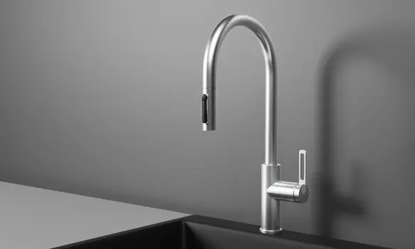 Смеситель для кухонной мойки Granula GR-8168 с выдвижным изливом, нерж