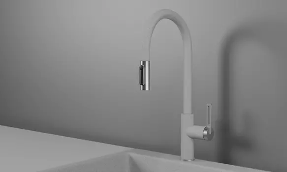 Смеситель для кухонной мойки Granula GR-8168 с выдвижным изливом, базальт