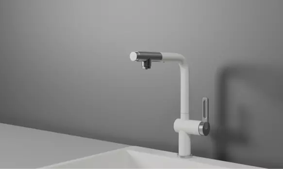 Смеситель для кухонной мойки Granula GR-8169 с выдвижным изливом, арктик