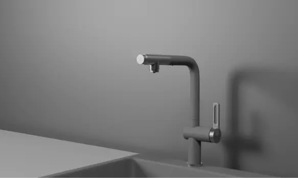 Смеситель для кухонной мойки Granula GR-8169 с выдвижным изливом, алюминиум