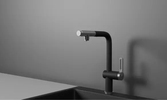 Смеситель для кухонной мойки Granula GR-8169 с выдвижным изливом, шварц