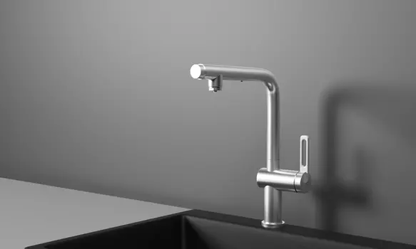 Смеситель для кухонной мойки Granula GR-8169 с выдвижным изливом, нерж