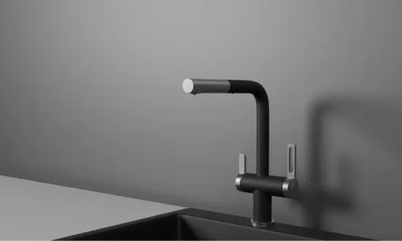 Смеситель для кухонной мойки Granula GR-8170 с выдвижным изливом, турмалин