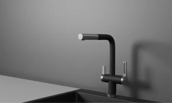 Смеситель для кухонной мойки Granula GR-8170 с выдвижным изливом, чёрный