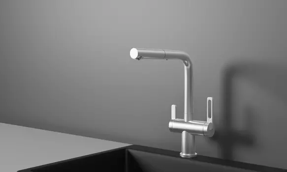 Смеситель для кухонной мойки Granula GR-8170 с выдвижным изливом, нерж