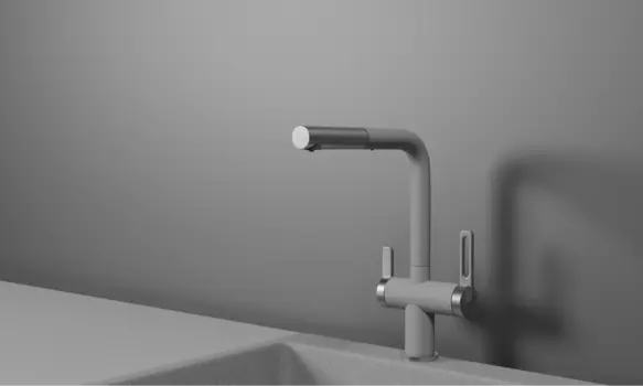 Смеситель для кухонной мойки Granula GR-8170 с выдвижным изливом, базальт