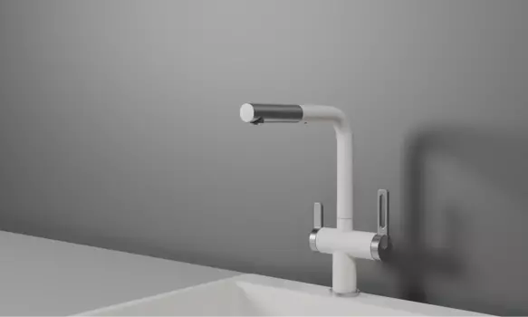 Смеситель для кухонной мойки Granula GR-8170 с выдвижным изливом, арктик