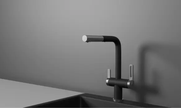 Смеситель для кухонной мойки Granula GR-8170 с выдвижным изливом, шварц