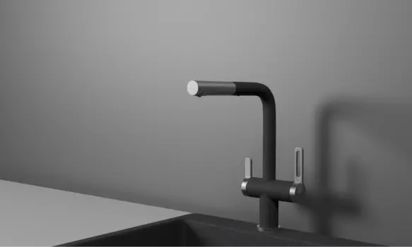 Смеситель для кухонной мойки Granula GR-8170 с выдвижным изливом, графит