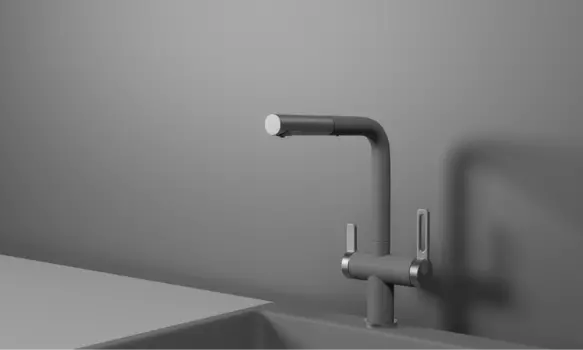 Смеситель для кухонной мойки Granula GR-8170 с выдвижным изливом, алюминиум