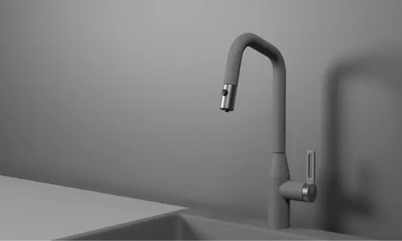 Смеситель для кухонной мойки Granula GR-8171 с выдвижным изливом, алюминиум