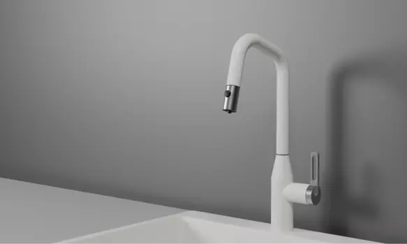 Смеситель для кухонной мойки Granula GR-8171 с выдвижным изливом, арктик