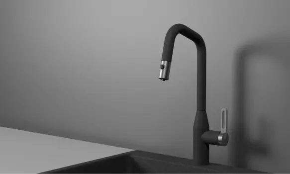 Смеситель для кухонной мойки Granula GR-8171 с выдвижным изливом, графит