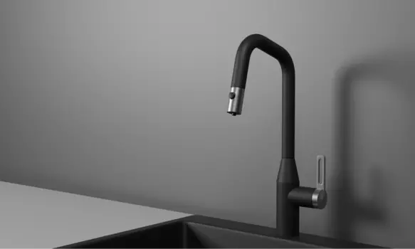 Смеситель для кухонной мойки Granula GR-8171 с выдвижным изливом, турмалин