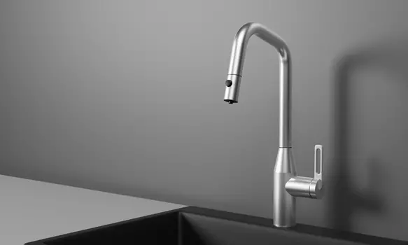 Смеситель для кухонной мойки Granula GR-8171 с выдвижным изливом, нерж