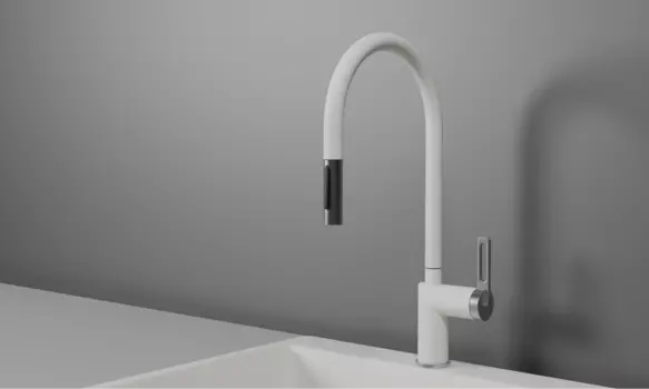 Смеситель для кухонной мойки Granula GR-8172 с выдвижным изливом, арктик