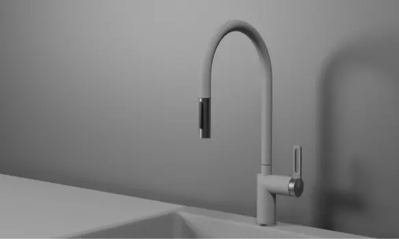 Смеситель для кухонной мойки Granula GR-8172 с выдвижным изливом, базальт