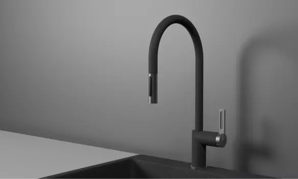 Смеситель для кухонной мойки Granula GR-8172 с выдвижным изливом, графит