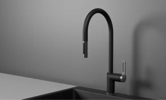 Смеситель для кухонной мойки Granula GR-8172 с выдвижным изливом, турмалин