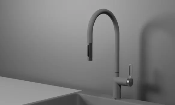 Смеситель для кухонной мойки Granula GR-8172 с выдвижным изливом, алюминиум